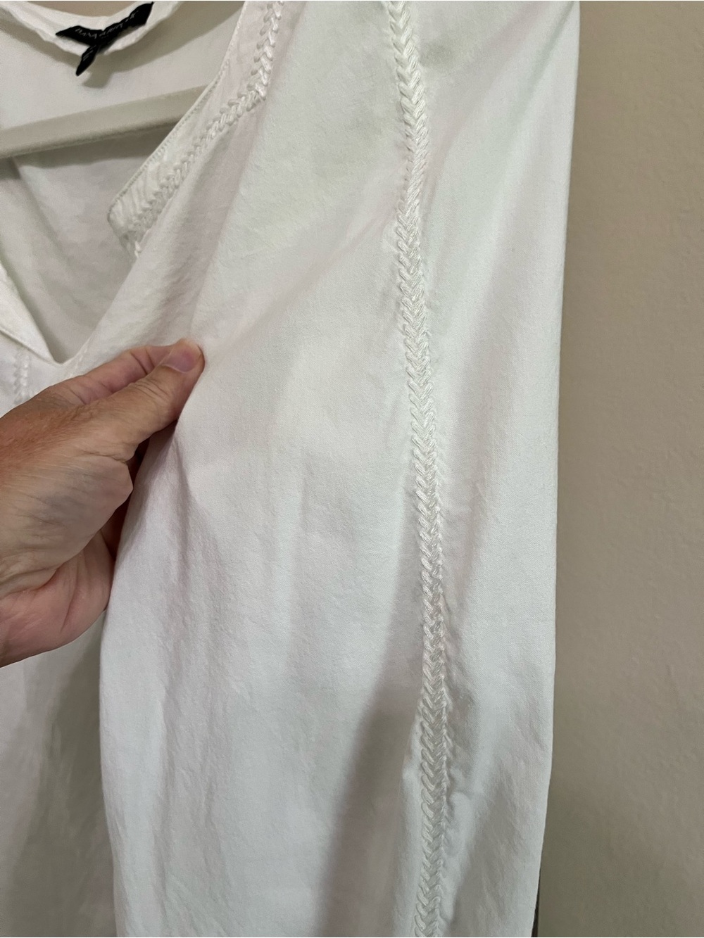 Banana Republic White Boho Embroidered V-Neck Top Sz XS - Picture 6 of 11